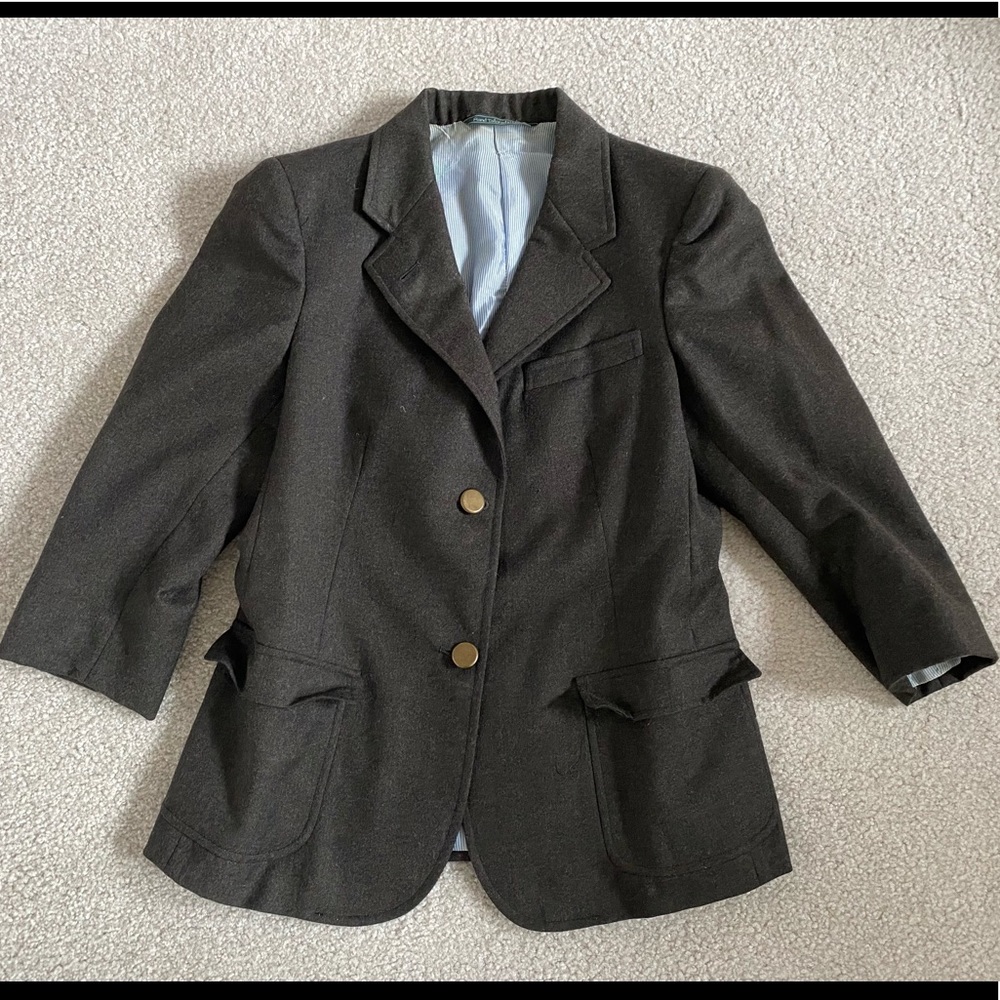 Band of Outsiders “Boy” wool blazer cropped 3/4 sleeve with stripe lining. XS/S